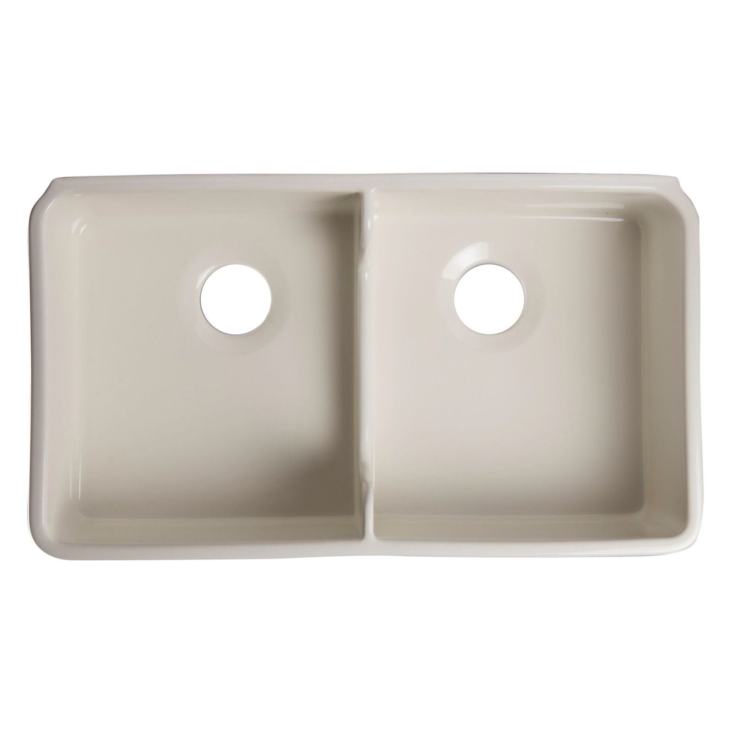 ALFI Brand AB5123-B Biscuit 32" Short Wall Double Bowl Lip Apron Fireclay Farmhouse Kitchen Sink