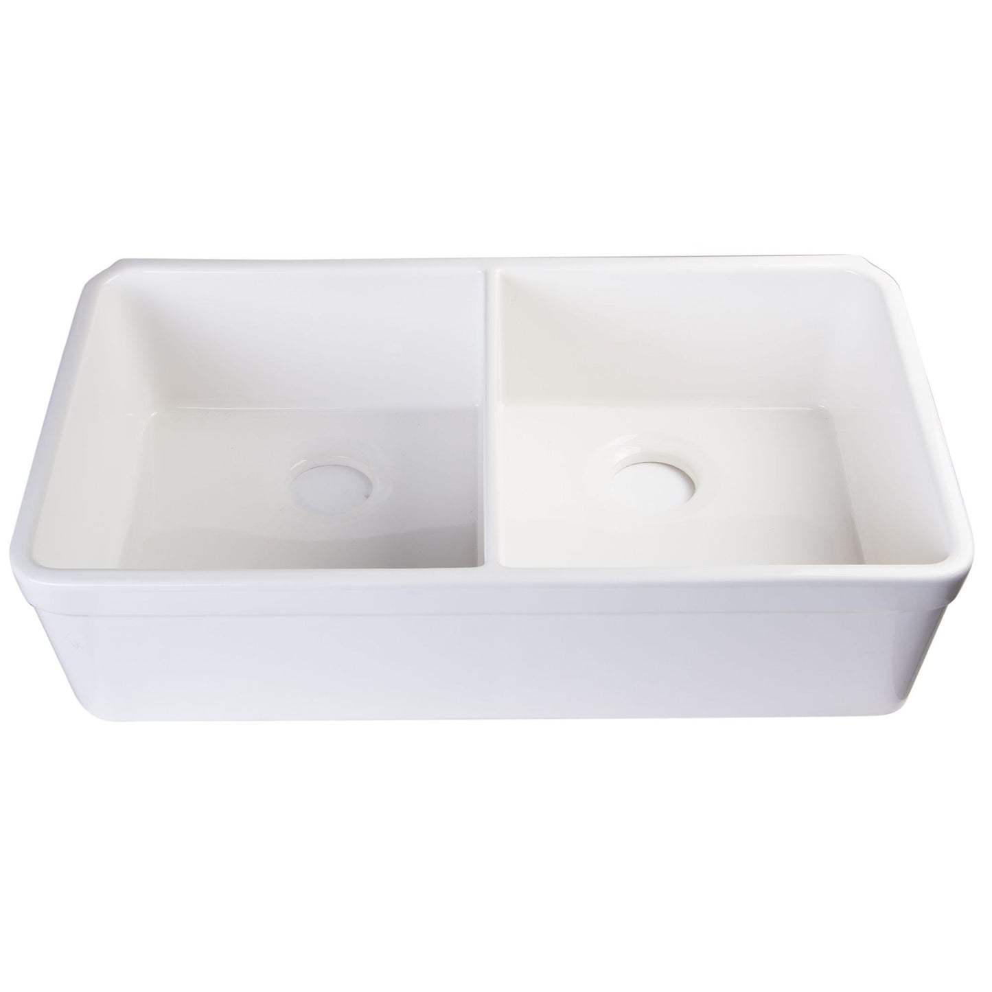 ALFI Brand AB512UM-W 32" White Double Bowl Fireclay Undermount Kitchen Sink