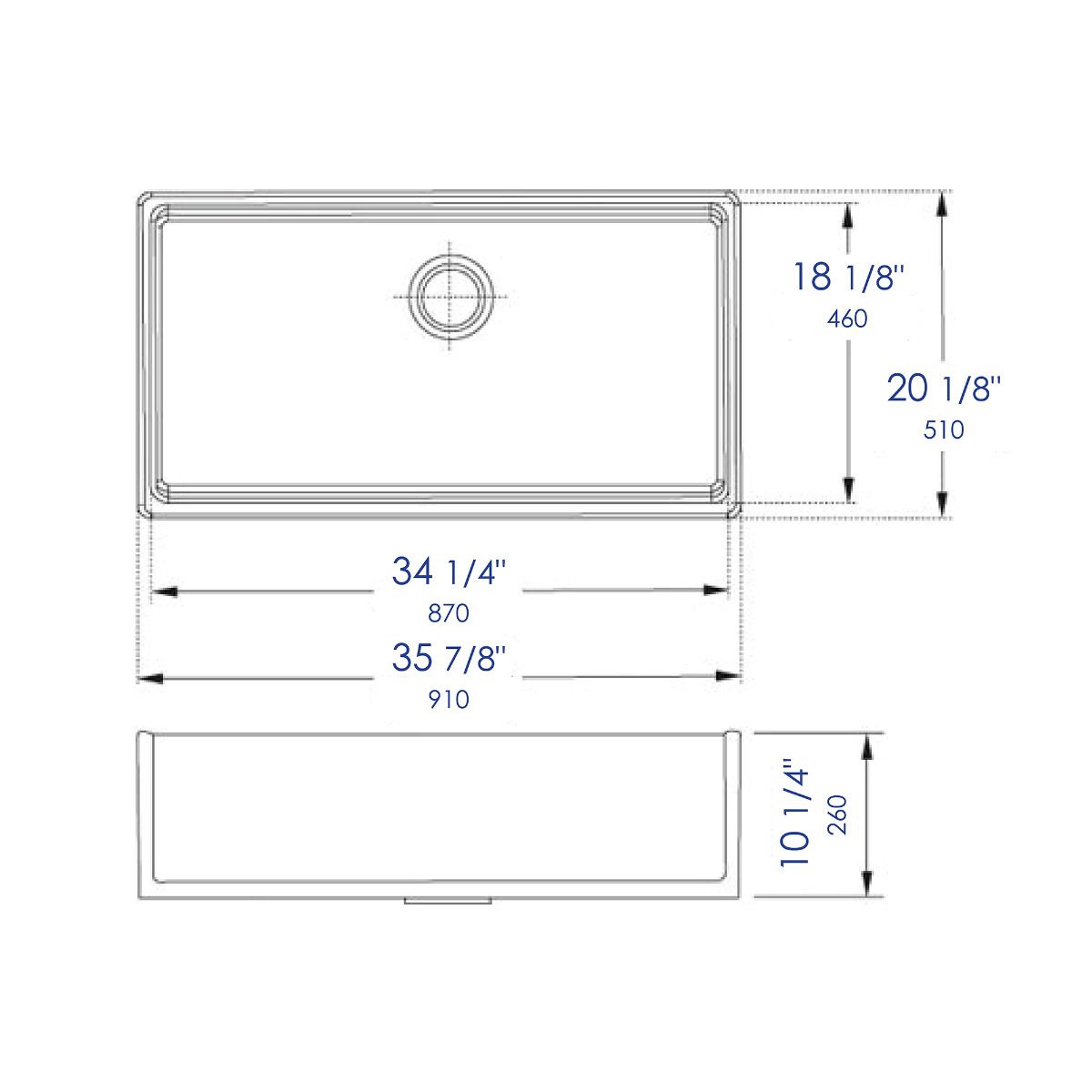 ALFI Brand AB536-W White 36" Smooth Apron Single Bowl Fireclay Farm Sink