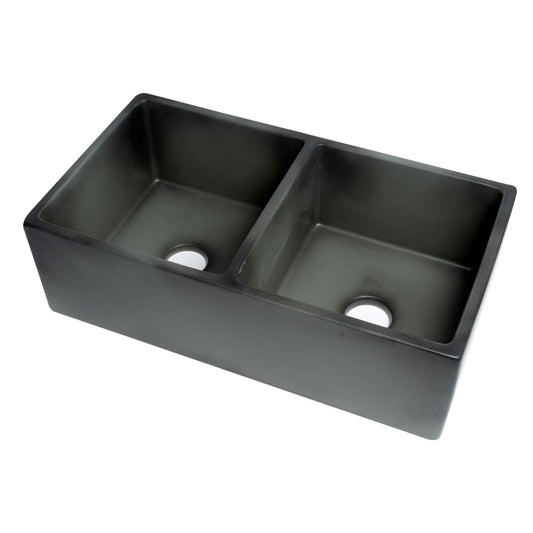 ALFI Brand ABCO3318DB Concrete Color 33 inch Reversible Double Fireclay Farmhouse Kitchen Sink