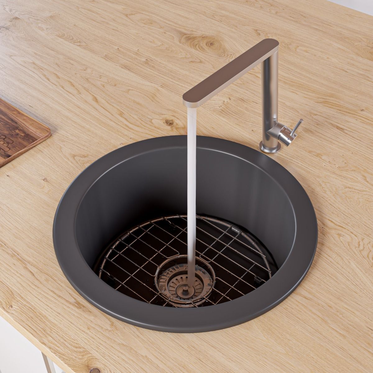 ALFI Brand ABF1818R-BM Black Matte Round 18" x 18" Undermount / Drop In Fireclay Prep Sink