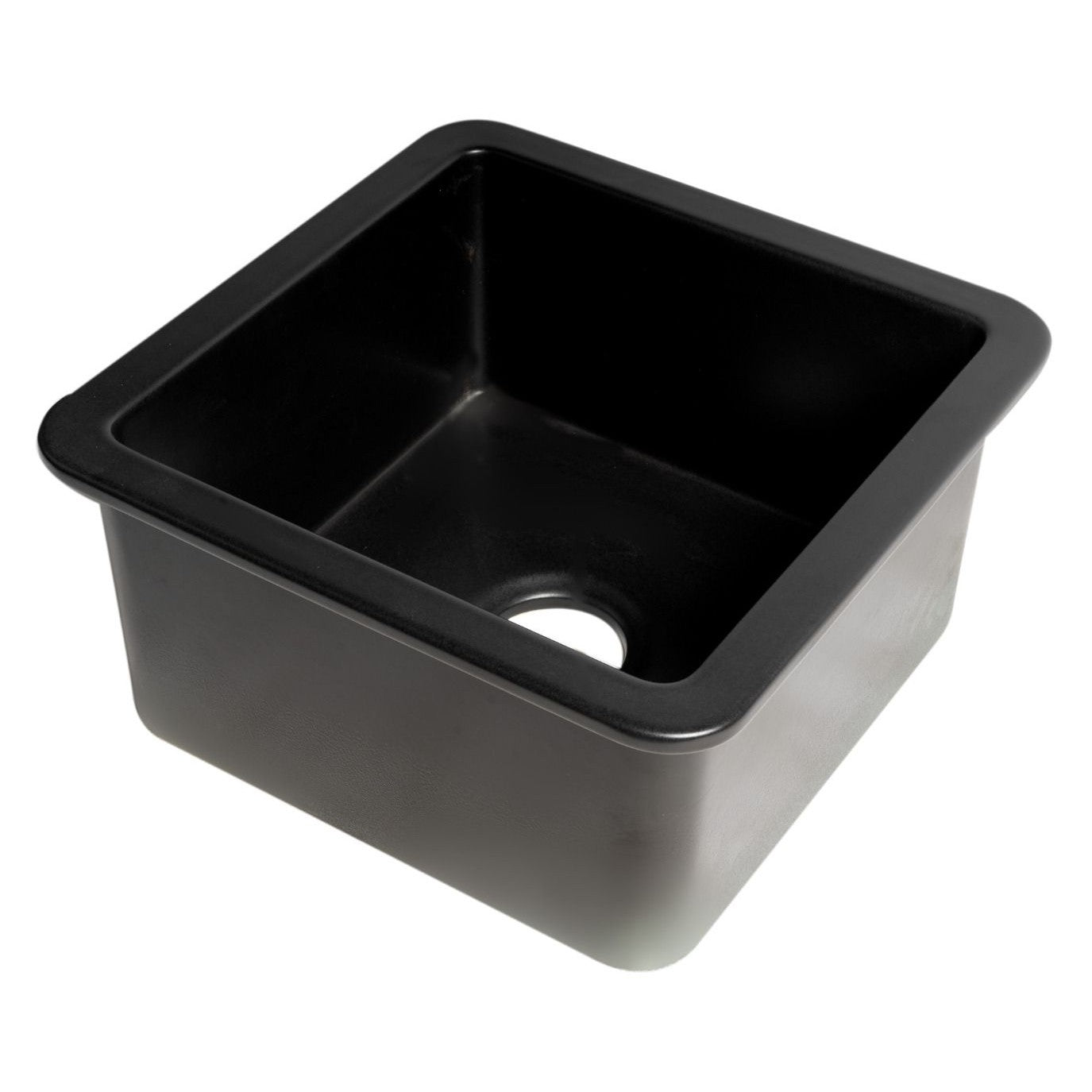 ALFI Brand ABF1818S-BM Black Matte Square 18" x 18" Undermount / Drop In Fireclay Prep Sink