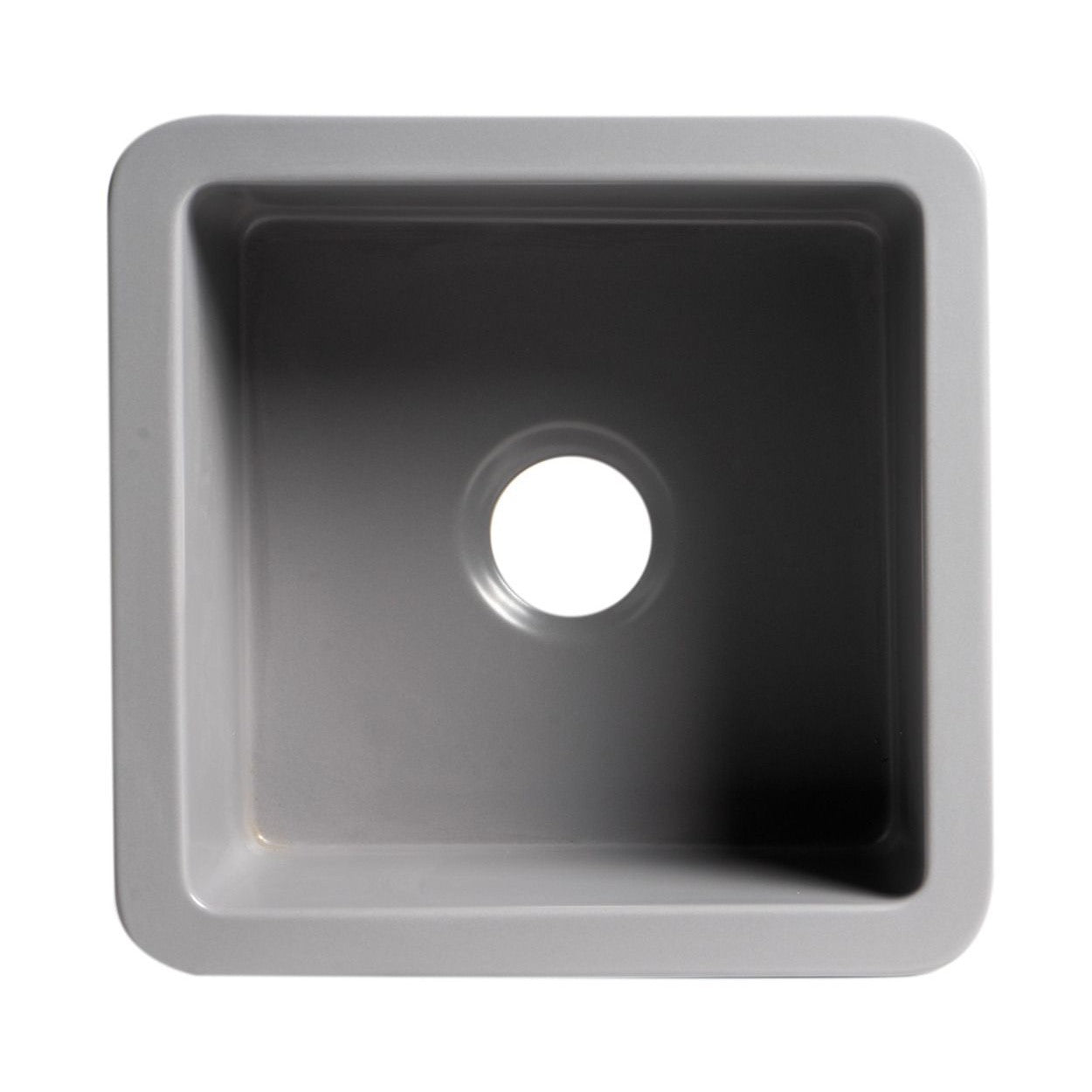 ALFI Brand ABF1818S-GM Gray Matte Square 18" x 18" Undermount / Drop In Fireclay Prep Sink