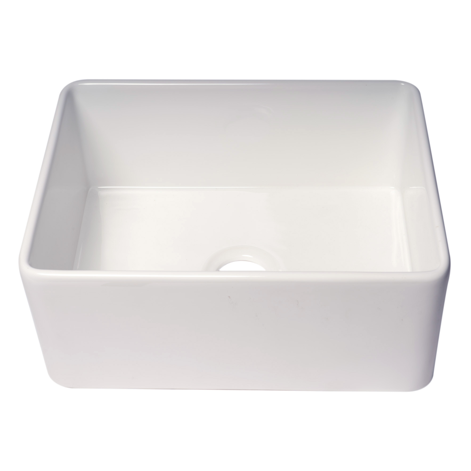 ALFI Brand ABF2418 24" White Thin Wall Single Bowl Smooth Apron Fireclay Kitchen Farm Sink