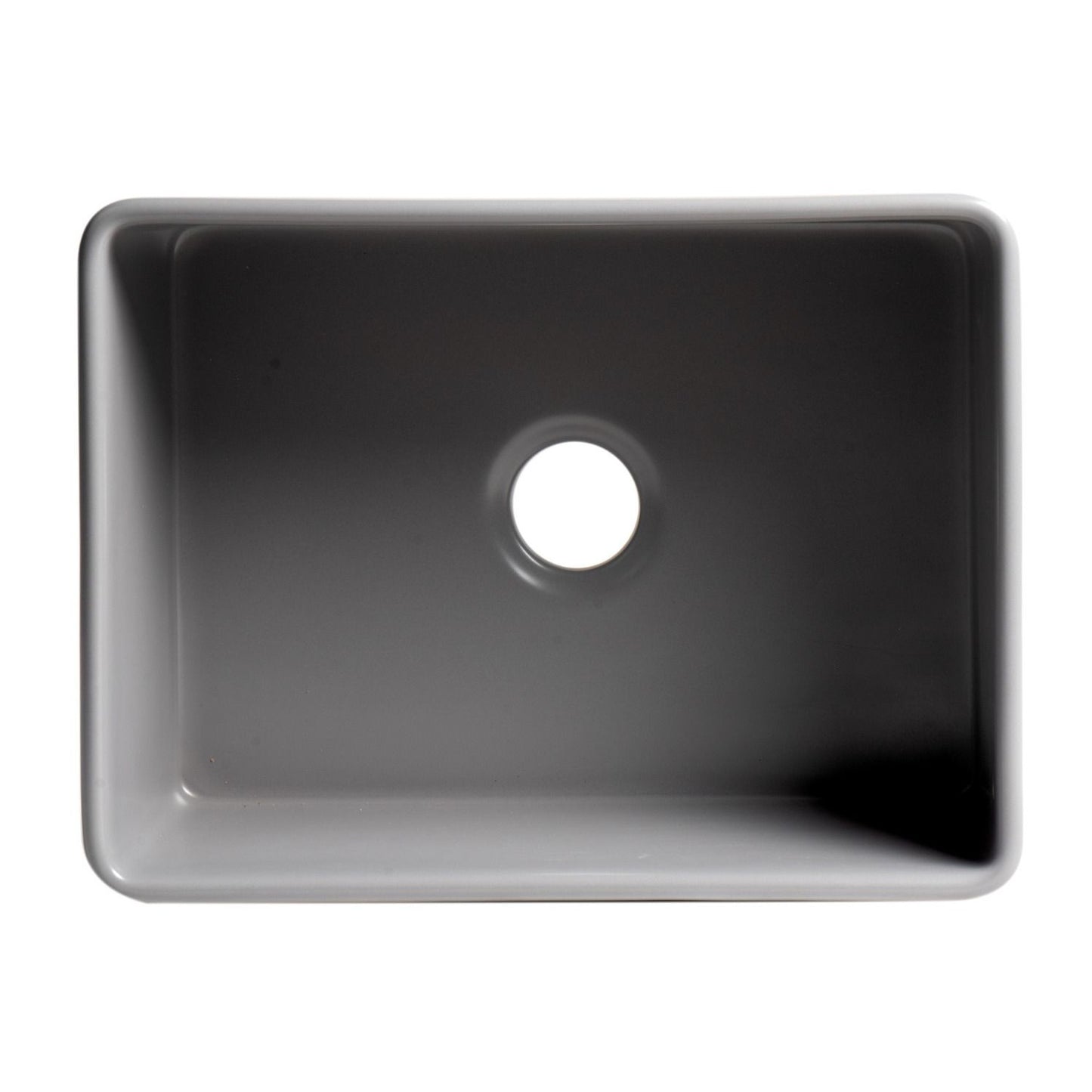 ALFI Brand ABF2418-GM Black Matte Smooth Apron 24" x 18" Single Bowl Fireclay Farm Sink