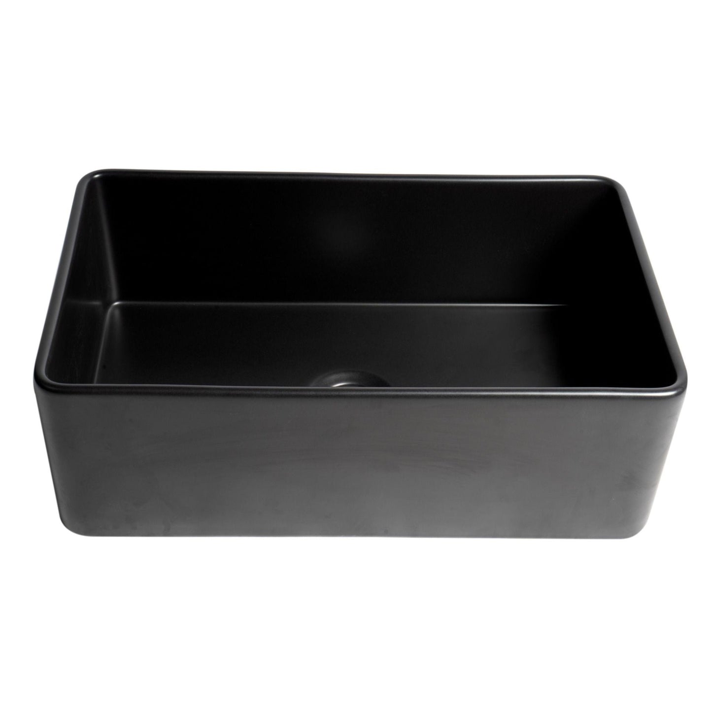 ALFI Brand ABF3018-BM Black Matte Smooth Apron 30" x 18" Single Bowl Fireclay Farm Sink