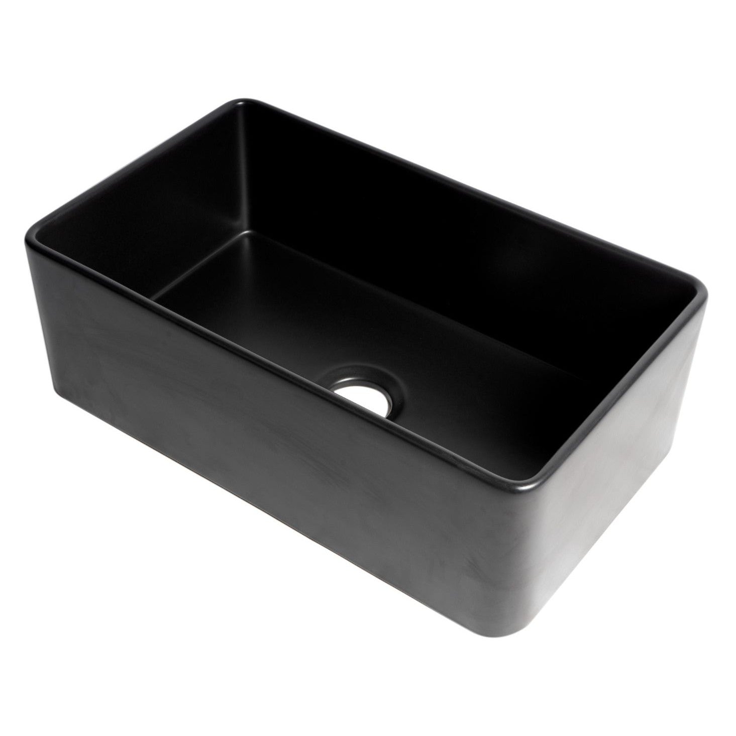 ALFI Brand ABF3018-BM Black Matte Smooth Apron 30" x 18" Single Bowl Fireclay Farm Sink