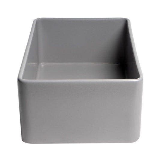 ALFI Brand ABF3018-GM Gray Matte Smooth Apron 30" x 18" Single Bowl Fireclay Farm Sink