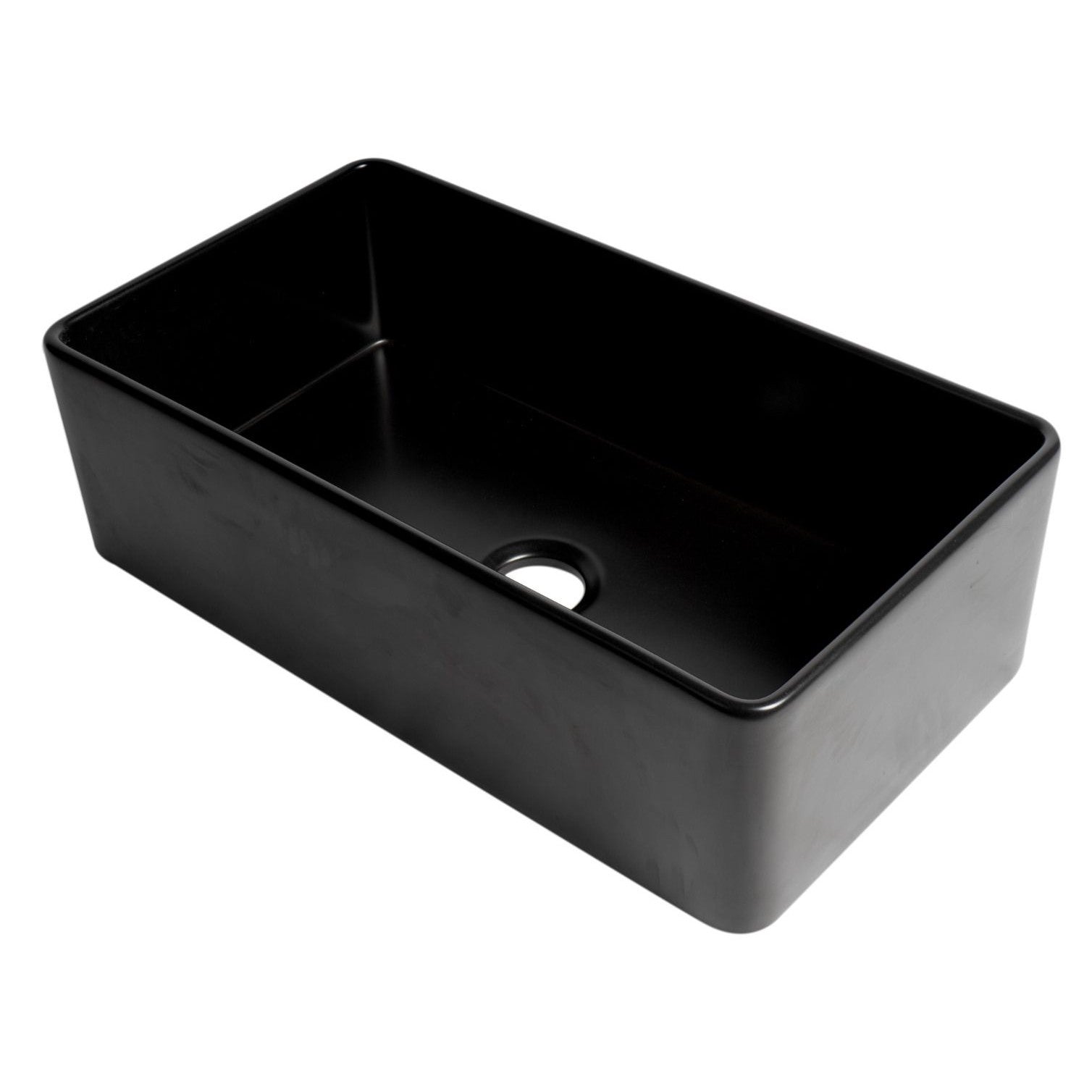 ALFI Brand ABF3318S-BM Black Matte Smooth Apron 33" x 18" Single Bowl Fireclay Farm Sink