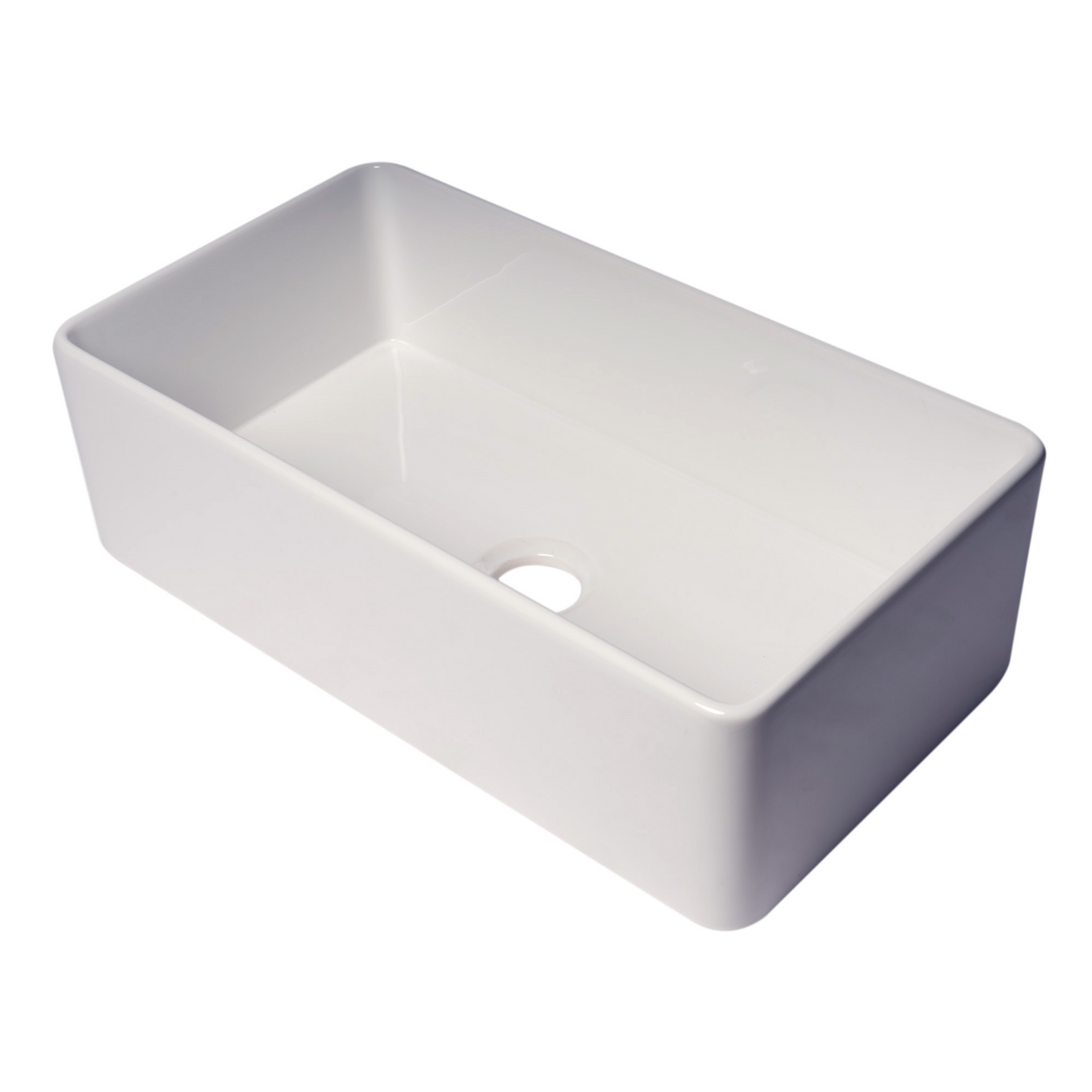 ALFI Brand ABF3318S-W 33" White Thin Wall Single Bowl Smooth Apron Fireclay Kitchen Farm Sink