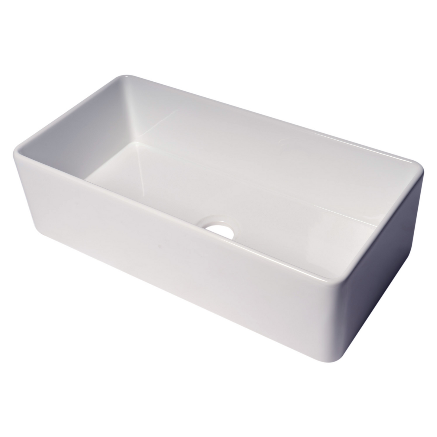 ALFI Brand ABF3618 36" White Thin Wall Single Bowl Smooth Apron Fireclay Kitchen Farm Sink