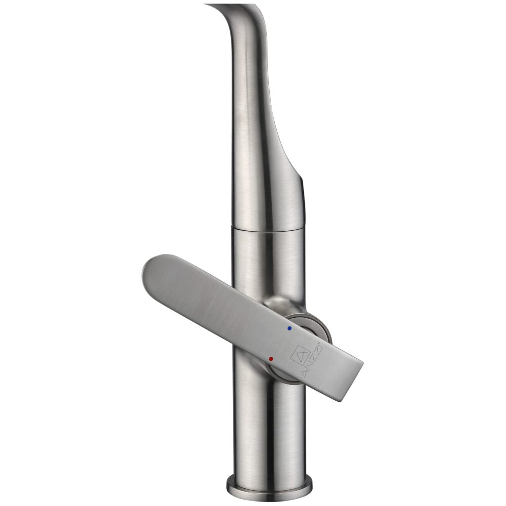 ANZZI Accent Series Single Hole Brushed Nickel Kitchen Faucet With Euro-Grip Pull Down Sprayer