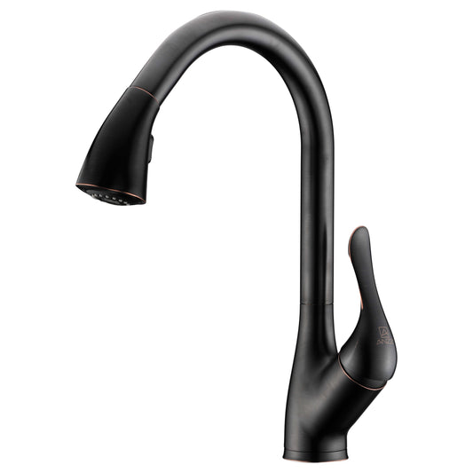 ANZZI Accent Series Single Hole Oil Rubbed Bronze Kitchen Faucet With Euro-Grip Pull Down Sprayer and 360-Degree Turning Spout