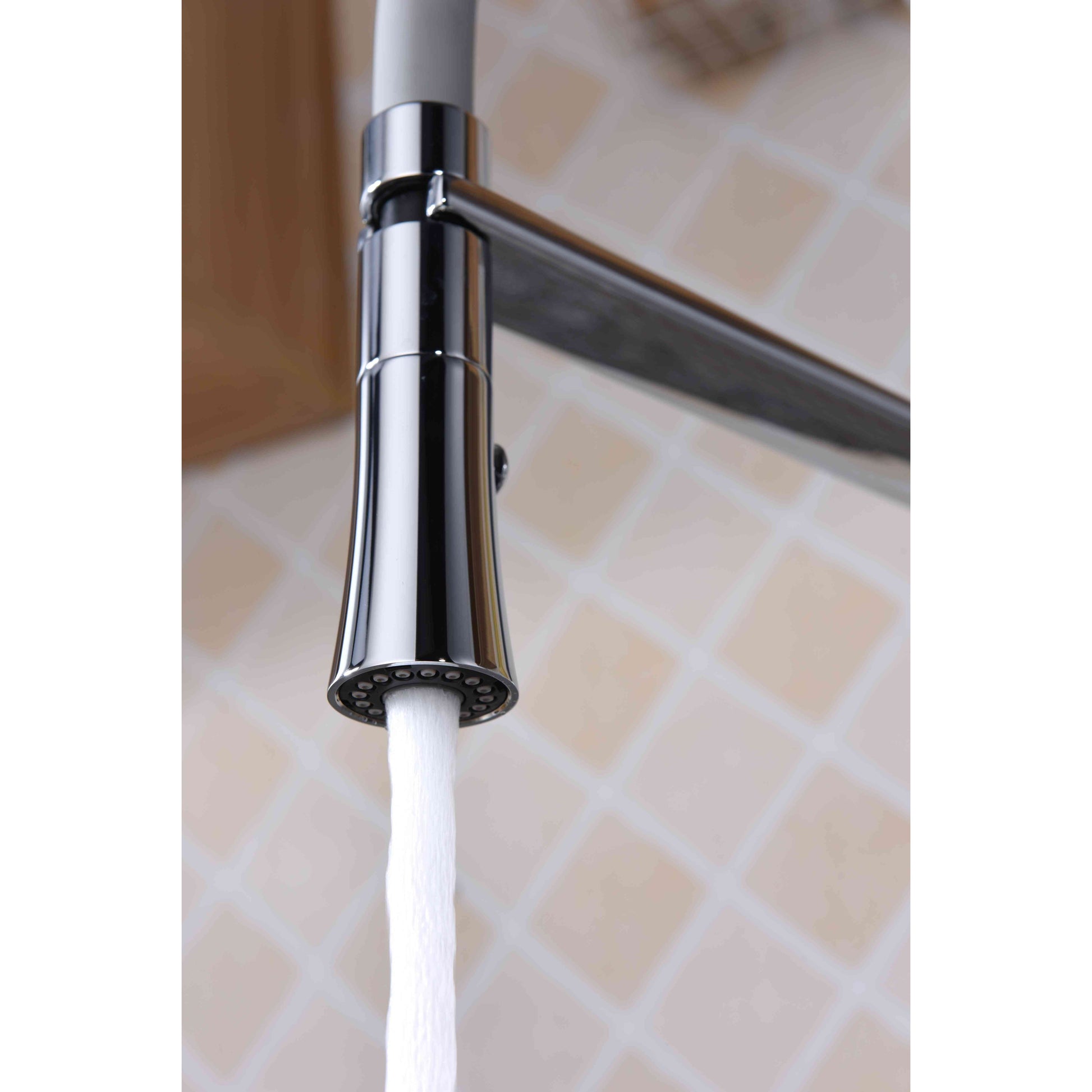 ANZZI Accent Series Single Hole Polished Chrome Kitchen Faucet With Euro-Grip Pull Down Sprayer