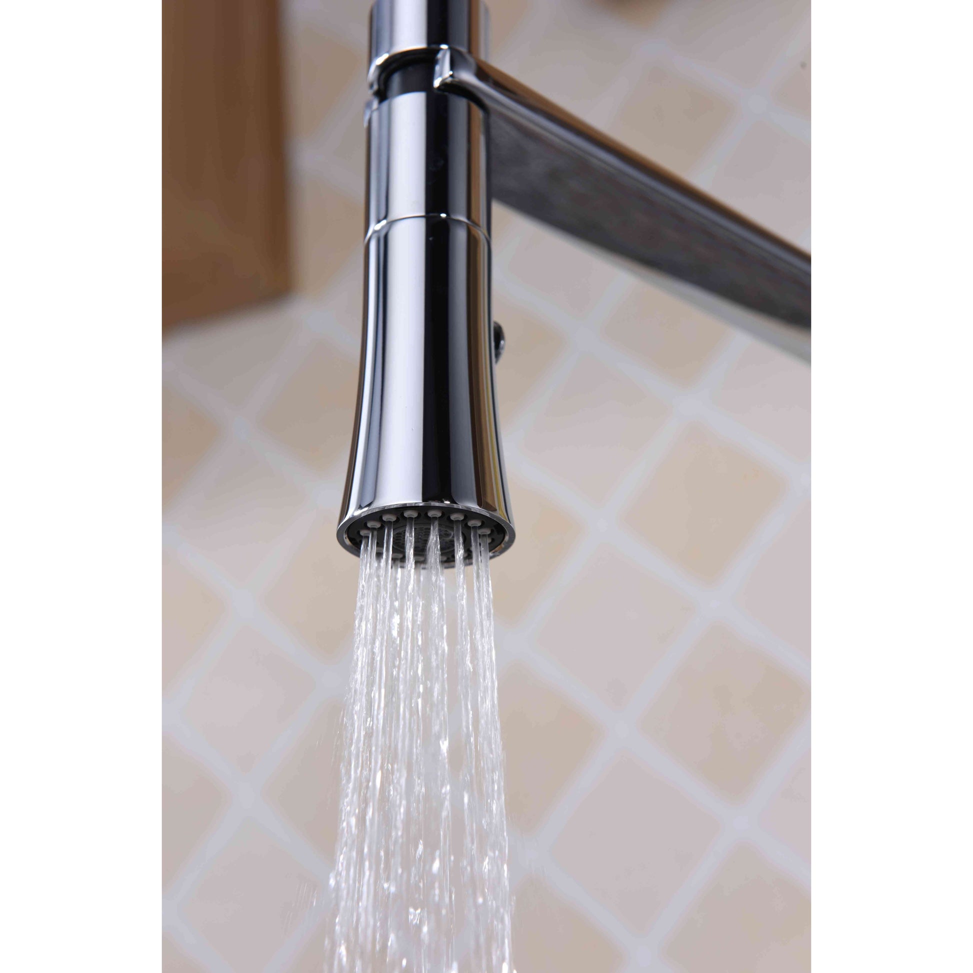 ANZZI Accent Series Single Hole Polished Chrome Kitchen Faucet With Euro-Grip Pull Down Sprayer