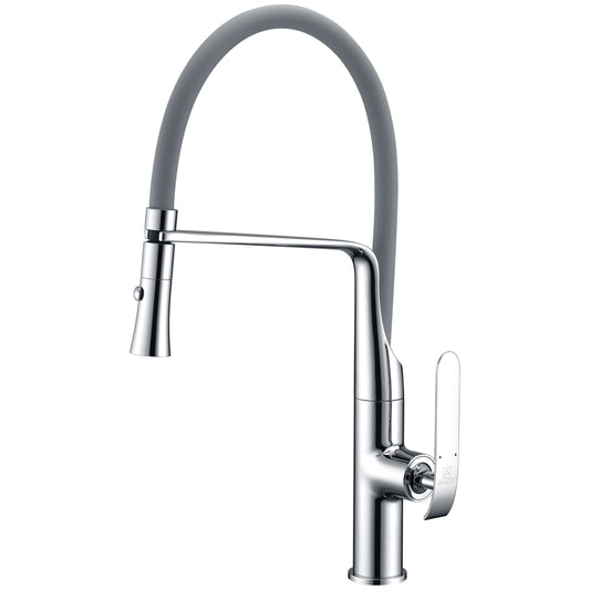 ANZZI Accent Series Single Hole Polished Chrome Kitchen Faucet With Euro-Grip Pull Down Sprayer