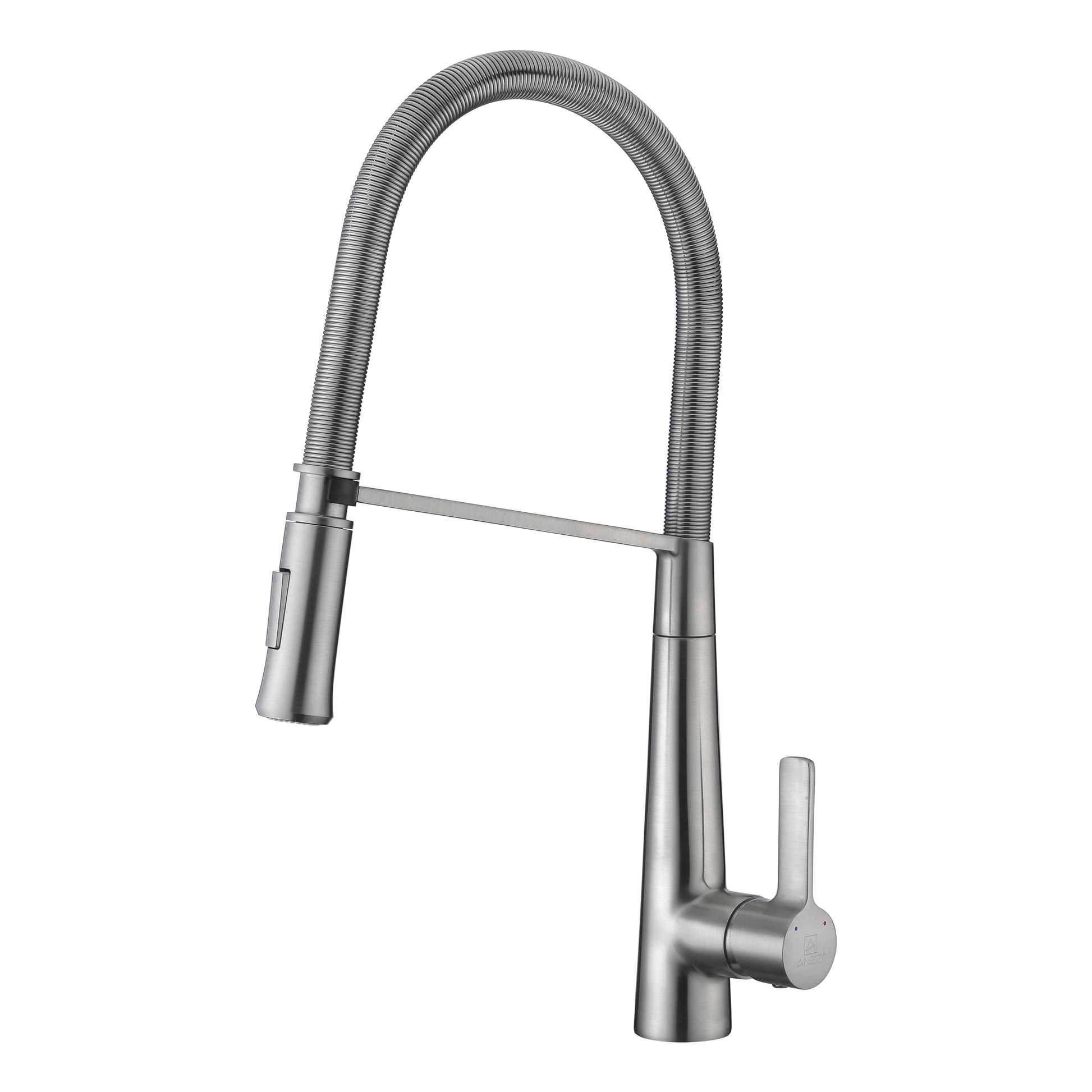 ANZZI Apollo Series Single Hole Brushed Nickel Kitchen Faucet With Euro-Grip Pull Down Sprayer