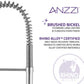 ANZZI Bastion Series Single Hole Brushed Nickel Kitchen Faucet With Euro-Grip Pull Down Sprayer