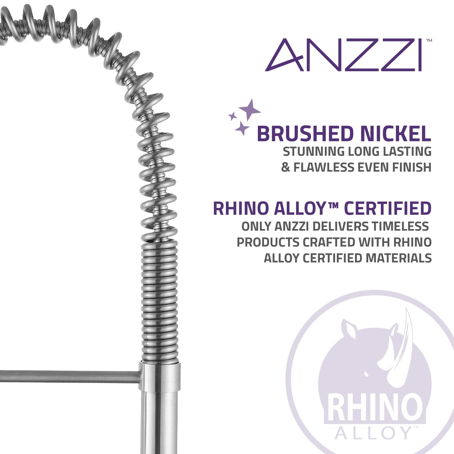 ANZZI Bastion Series Single Hole Brushed Nickel Kitchen Faucet With Euro-Grip Pull Down Sprayer