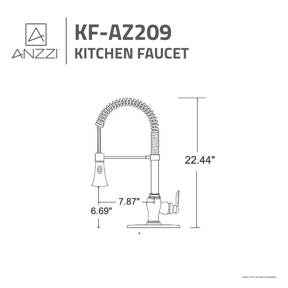 ANZZI Bastion Series Single Hole Oil Rubbed Bronze Kitchen Faucet With Euro-Grip Pull Down Sprayer