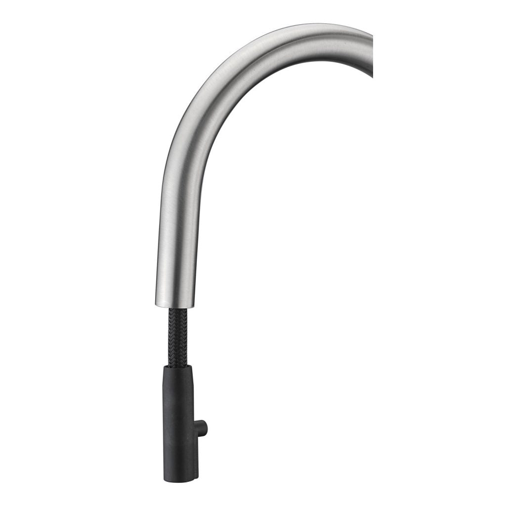ANZZI Crescent Series Single Hole Brushed Nickel Kitchen Faucet With Euro-Grip Pull Down Sprayer