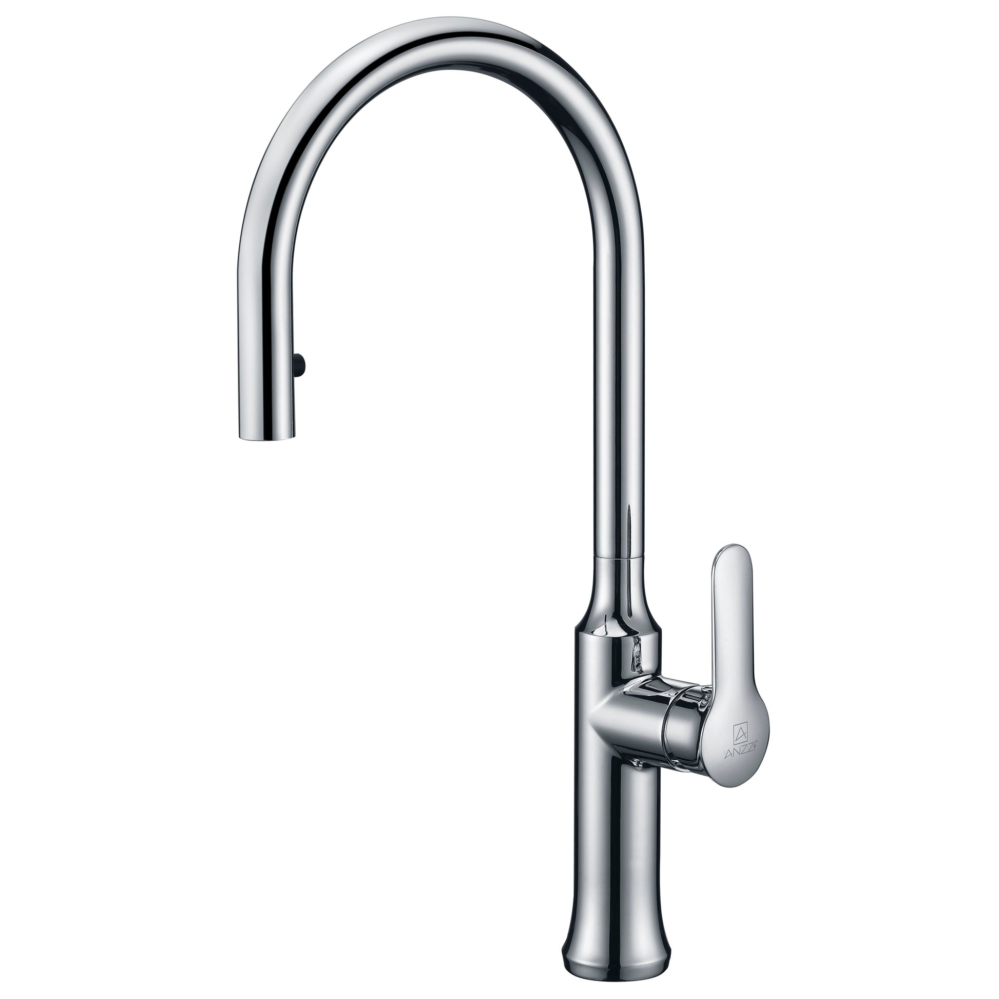 ANZZI Crescent Series Single Hole Polished Chrome Kitchen Faucet With Euro-Grip Pull Down Sprayer