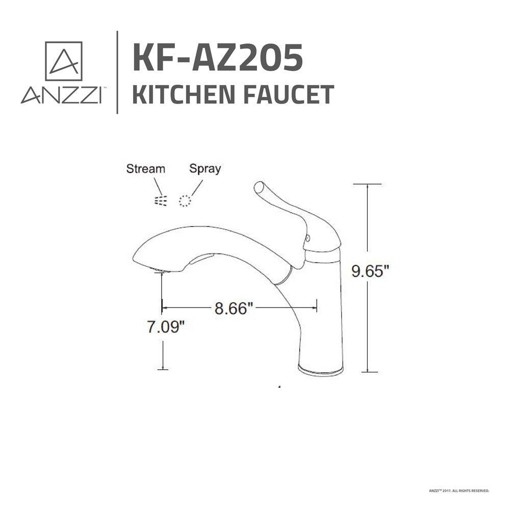 ANZZI Di Piazza Series Single Hole Brushed Nickel Kitchen Faucet With Euro-Grip Pull Down Sprayer
