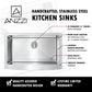 ANZZI Elysian Series 32" Single Basin Stainless Steel Farmhouse Kitchen Sink With Strainer, Drain Assembly and Polished Chrome Locke Faucet