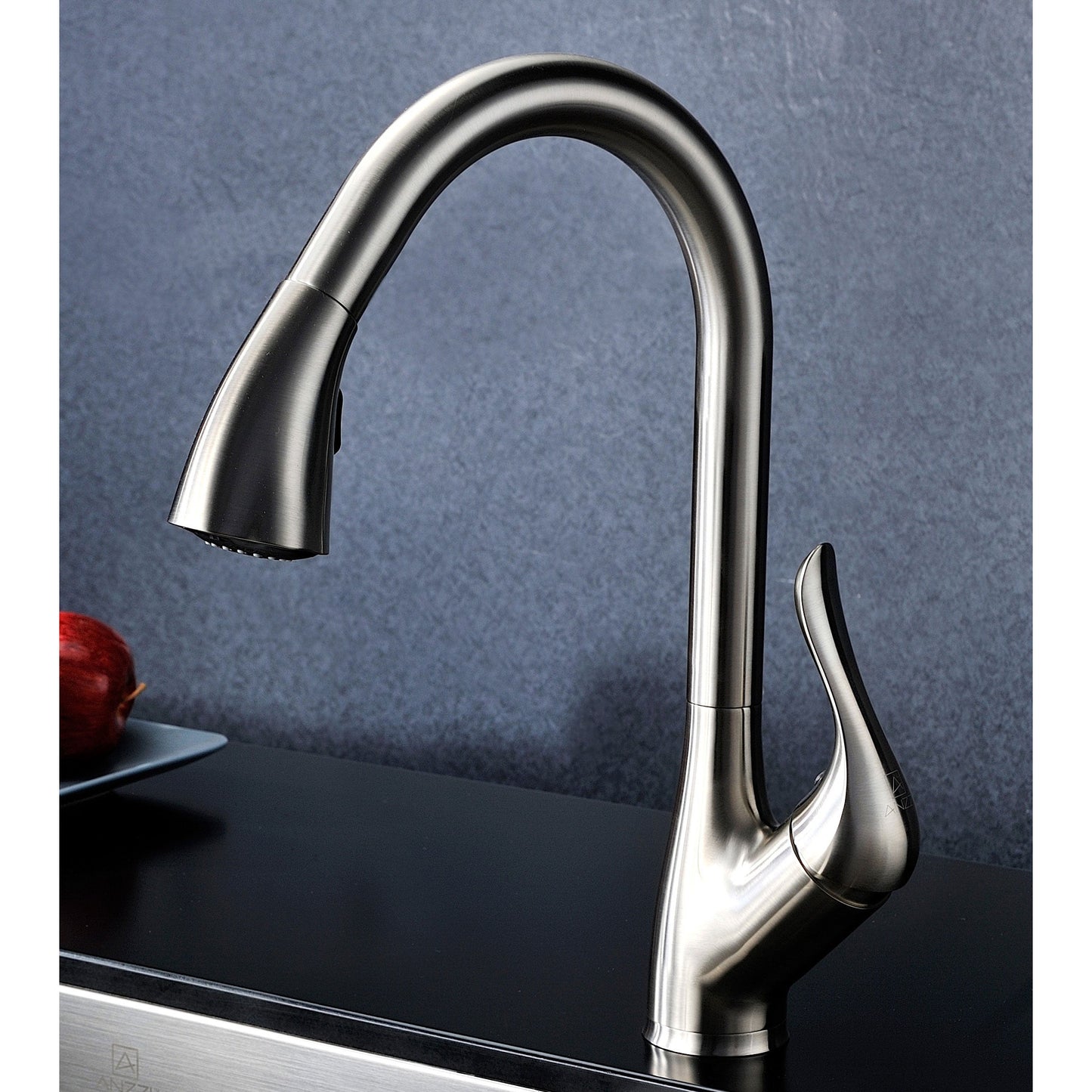 ANZZI Elysian Series 36" Double Basin 60/40 Stainless Steel Farmhouse Kitchen Sink With Strainer and Brushed Nickel Accent Faucet