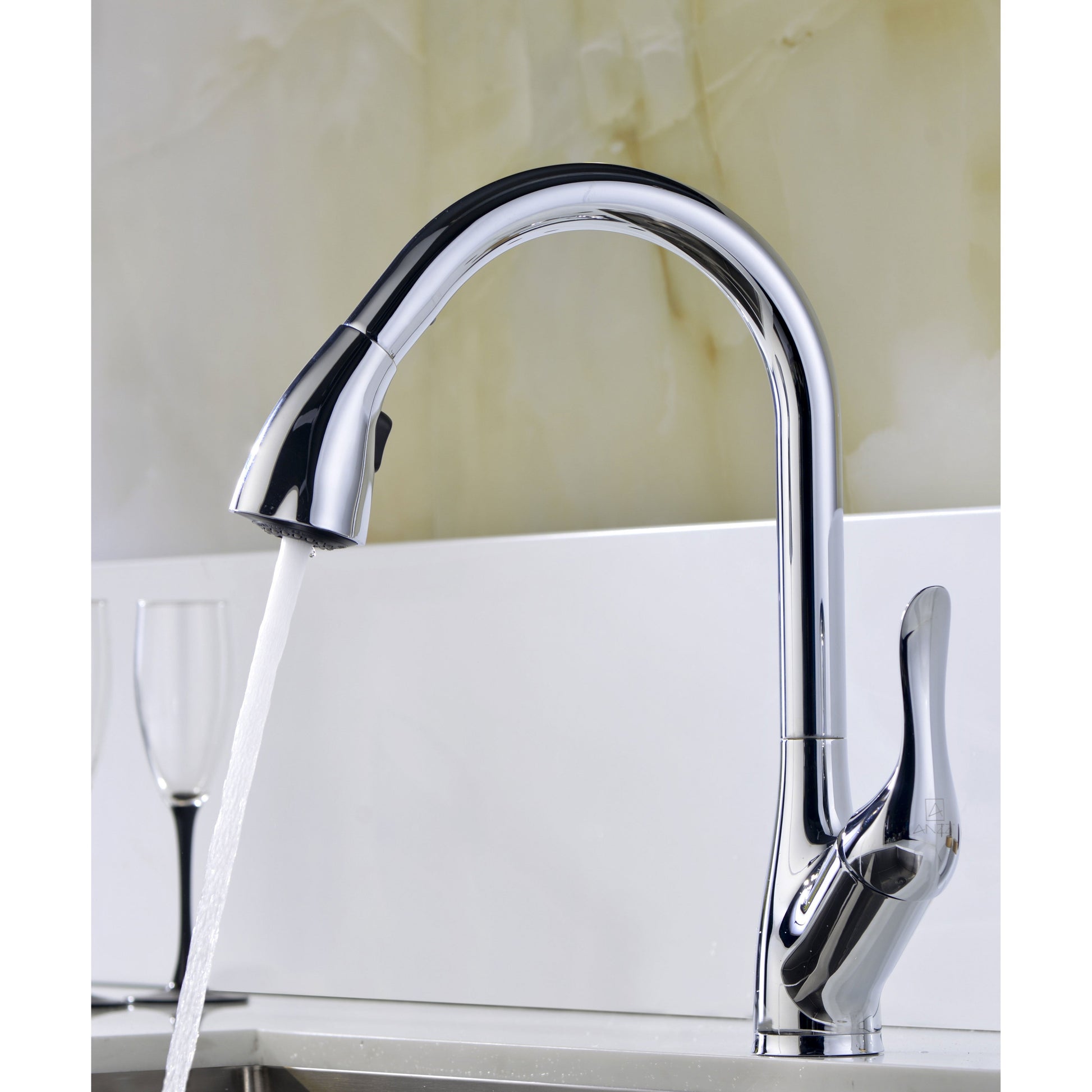 ANZZI Elysian Series 36" Single Basin Stainless Steel Farmhouse Kitchen Sink With Strainer and Polished Chrome Accent Faucet
