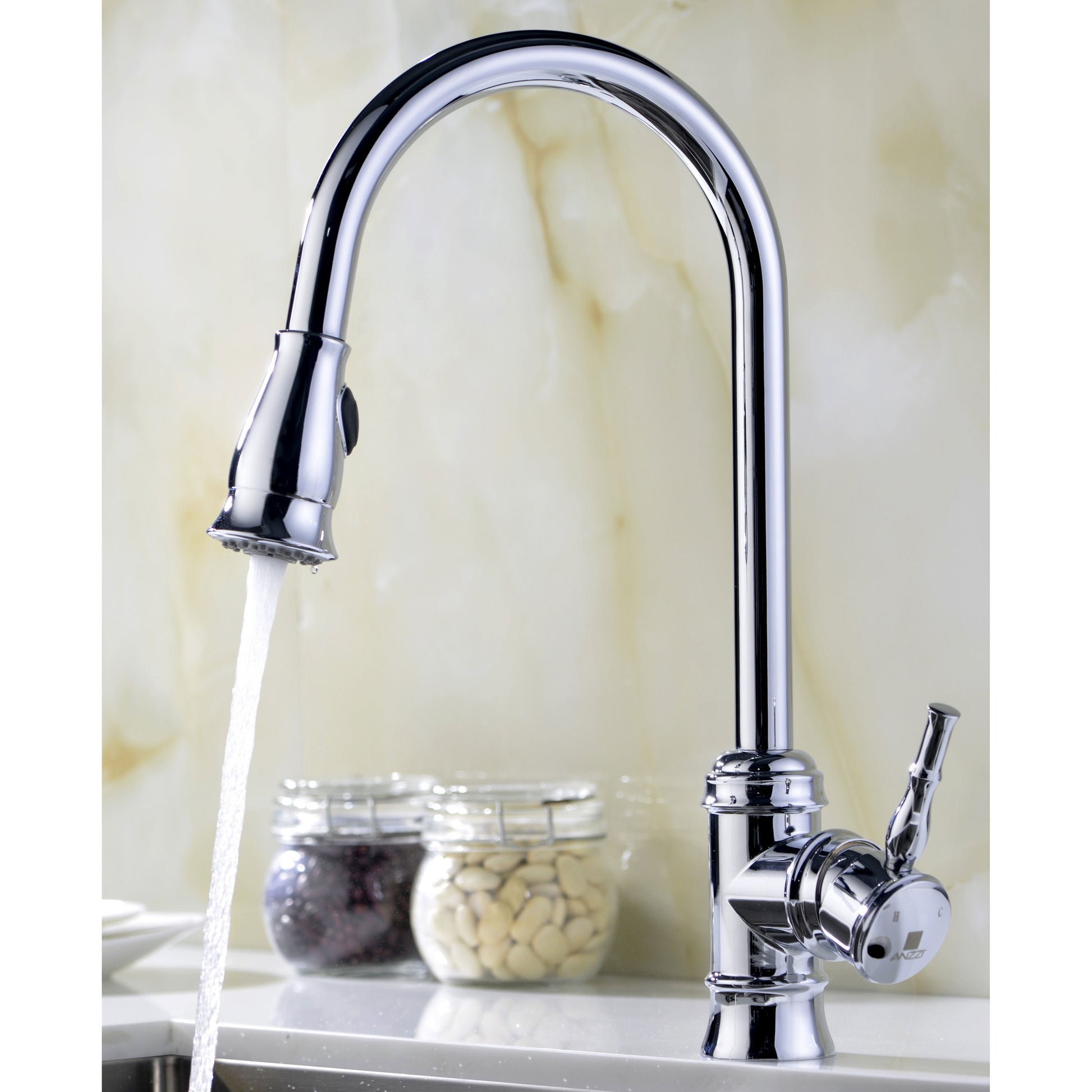 ANZZI Elysian Series 36" Single Basin Stainless Steel Farmhouse Kitchen Sink With Strainer and Polished Chrome Mend Faucet
