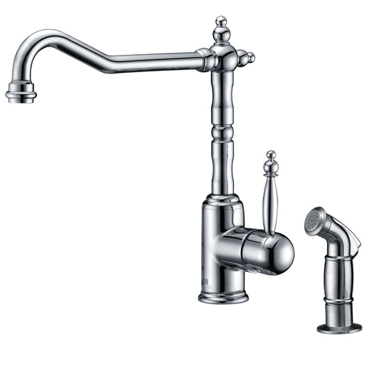 ANZZI Locke Series Single Hole Polished Chrome Kitchen Faucet With Euro-Grip Pull Out Sprayer