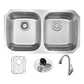 ANZZI Moore Series 32" Double Basin 50/50 Stainless Steel Undermount Kitchen Sink With Strainer, Drain Assembly and Brushed Nickel Accent Faucet