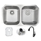 ANZZI Moore Series 32" Double Basin 50/50 Stainless Steel Undermount Kitchen Sink With Strainer, Drain Assembly and Oil Rubbed Bronze Accent Faucet