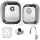 ANZZI Moore Series 32" Double Basin 60/40 Stainless Steel Undermount Kitchen Sink With Strainer, Drain Assembly and Brushed Nickel Sails Faucet