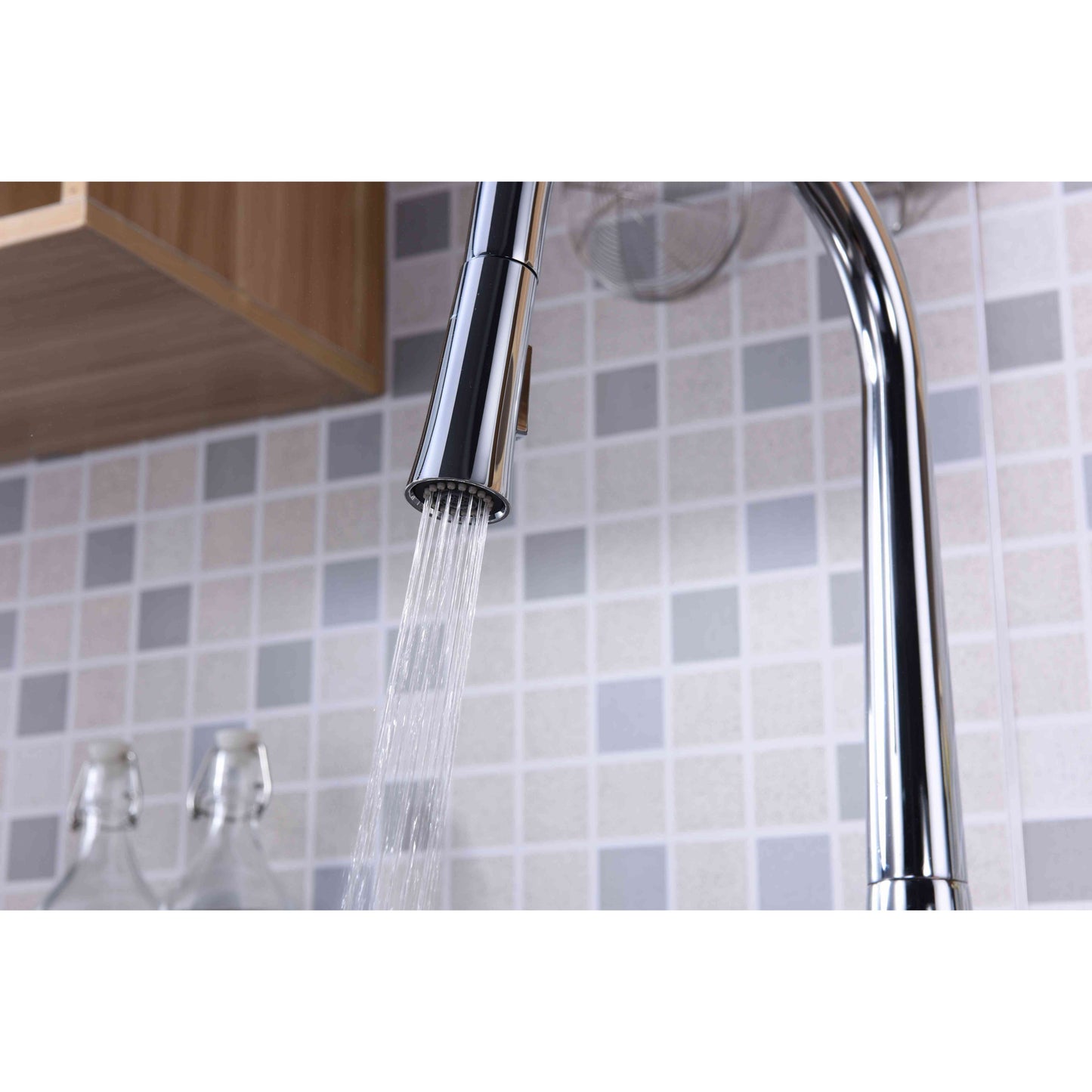 ANZZI Orbital Series Single Hole Polished Chrome Kitchen Faucet With Euro-Grip Pull Down Sprayer