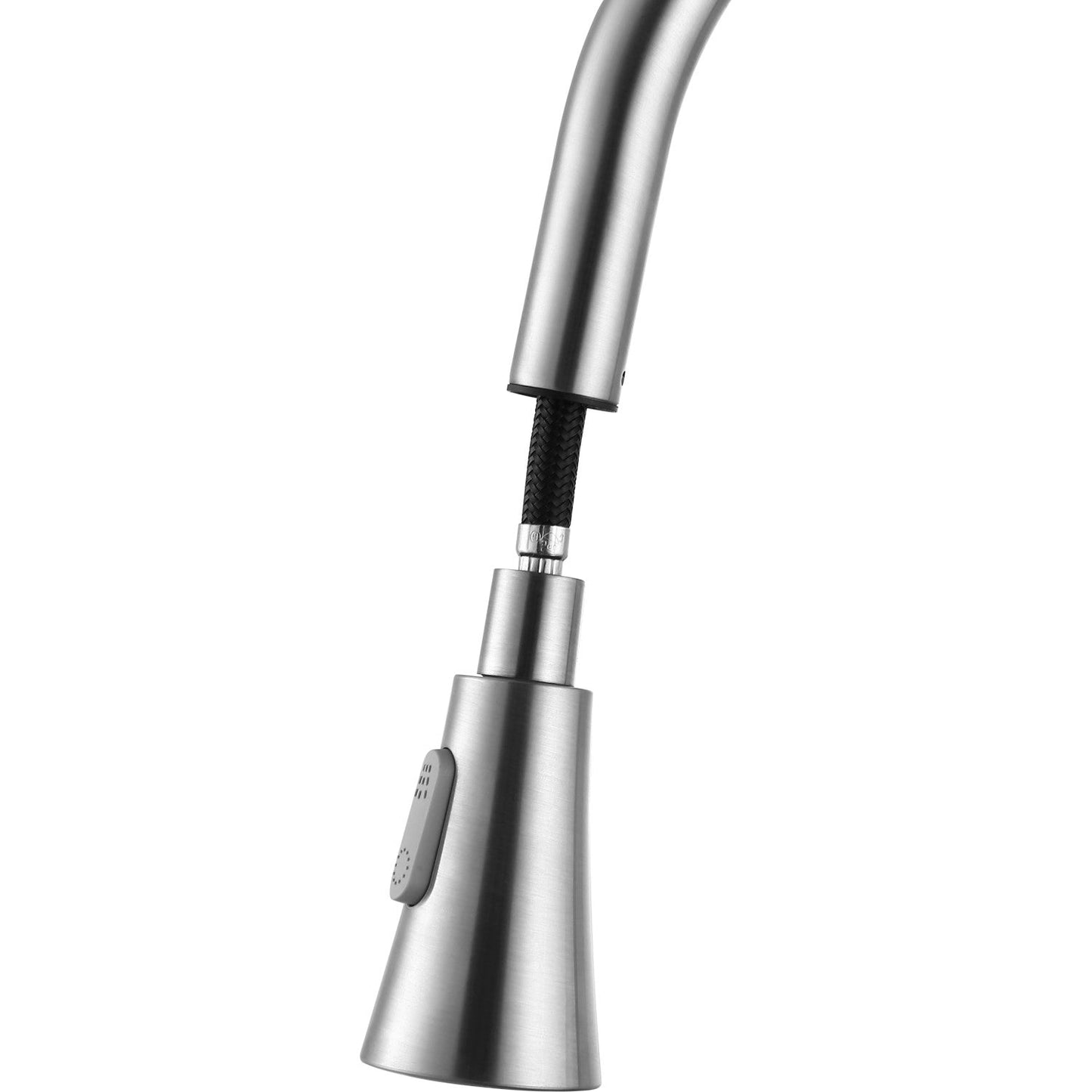 ANZZI Rodeo Series Single Hole Brushed Nickel Kitchen Faucet With Euro-Grip Pull Down Sprayer