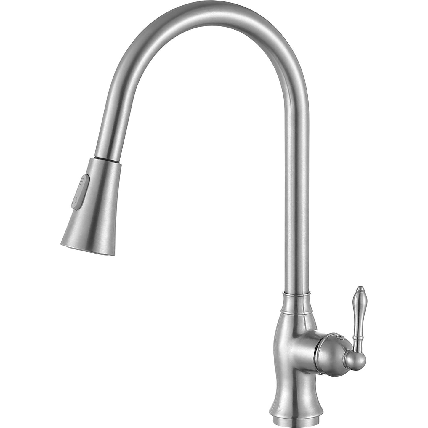 ANZZI Rodeo Series Single Hole Brushed Nickel Kitchen Faucet With Euro-Grip Pull Down Sprayer