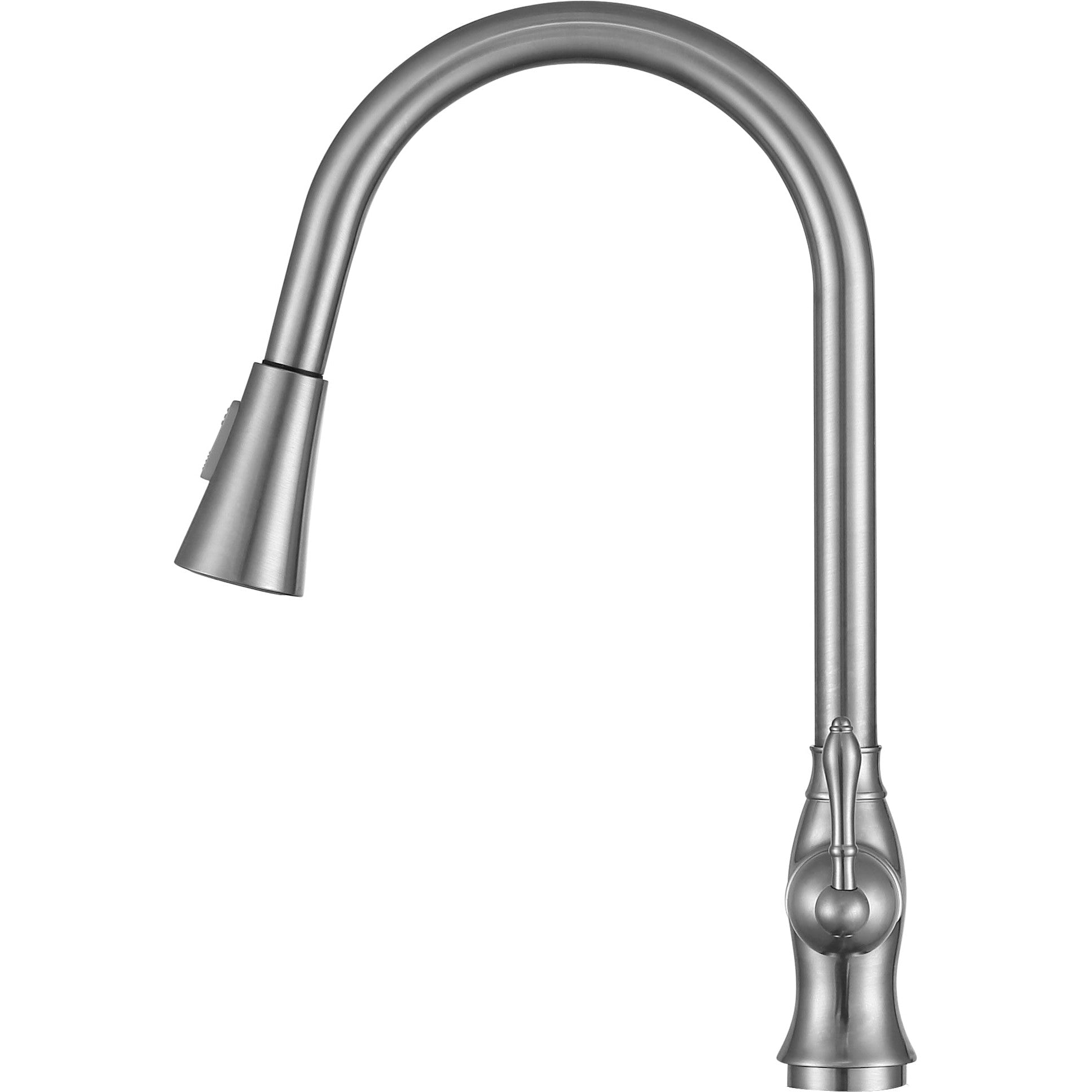 ANZZI Rodeo Series Single Hole Brushed Nickel Kitchen Faucet With Euro-Grip Pull Down Sprayer