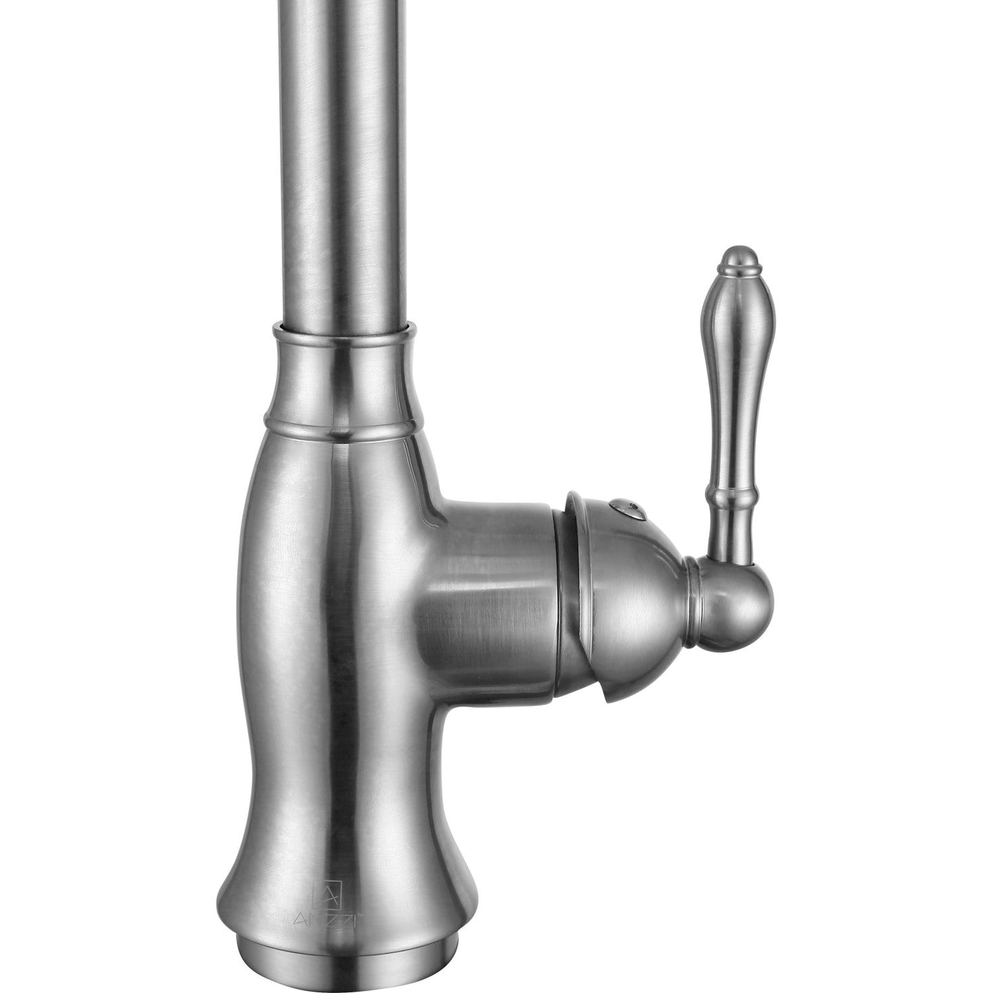 ANZZI Rodeo Series Single Hole Brushed Nickel Kitchen Faucet With Euro-Grip Pull Down Sprayer