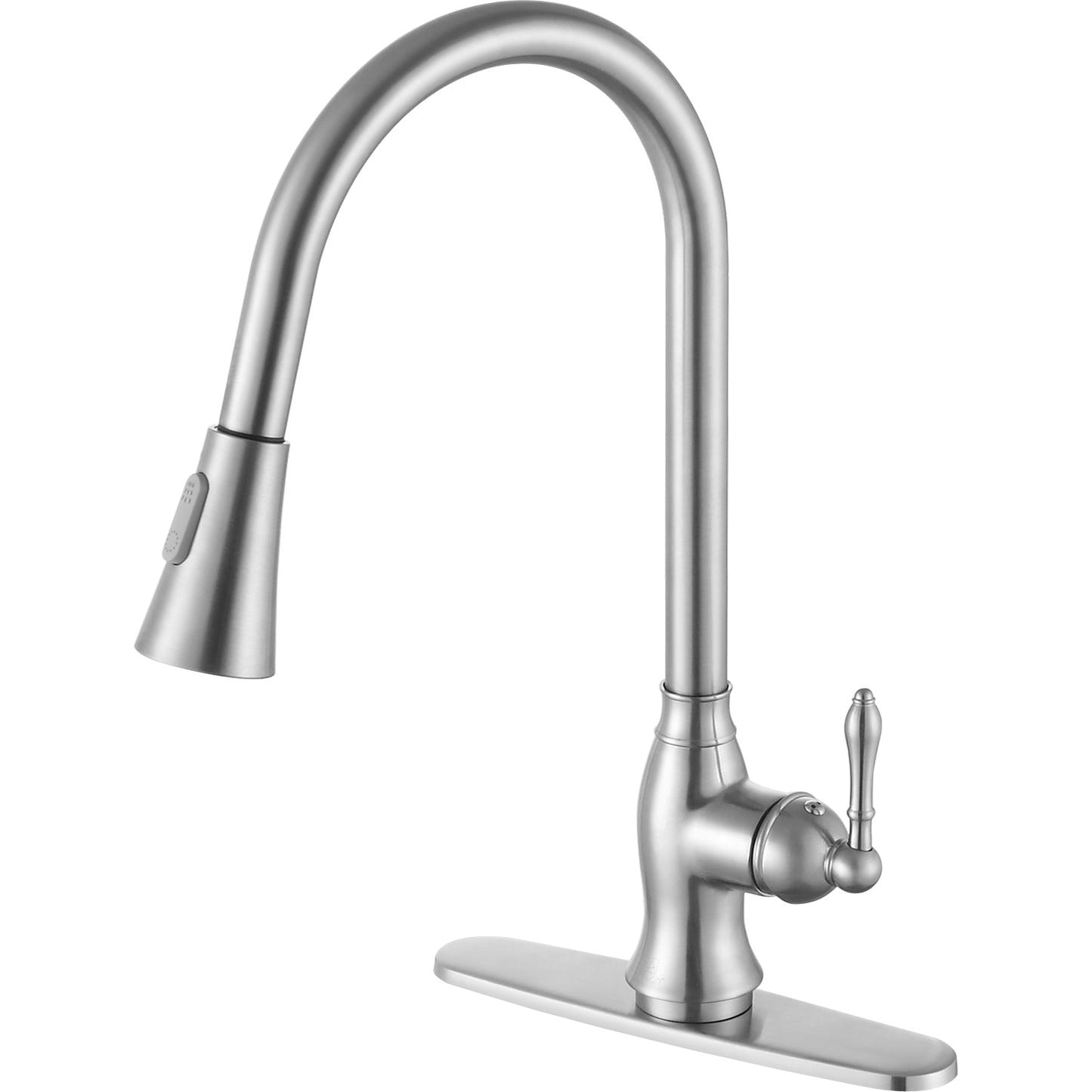 ANZZI Rodeo Series Single Hole Brushed Nickel Kitchen Faucet With Euro-Grip Pull Down Sprayer