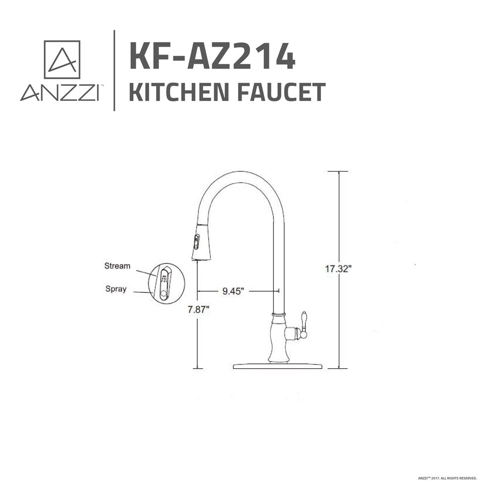 ANZZI Rodeo Series Single Hole Oil Rubbed Bronze Kitchen Faucet With Euro-Grip Pull Down Sprayer