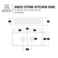 ANZZI Roine Series 35" x 18" Glossy White Double Solid Surface Farmhouse Kitchen Sink