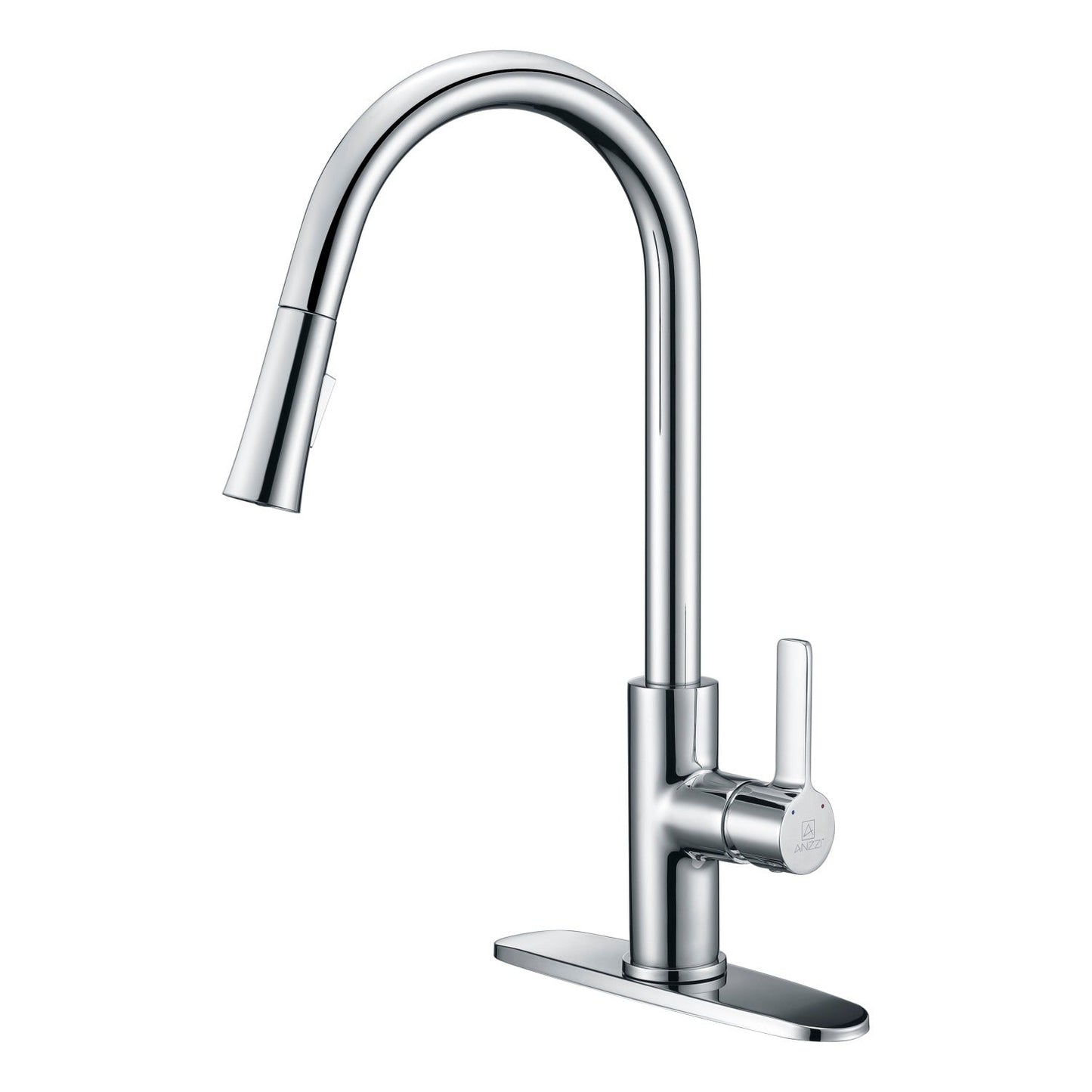 ANZZI Serena Series Single Hole Polished Chrome Kitchen Faucet With Euro-Grip Pull Down Sprayer