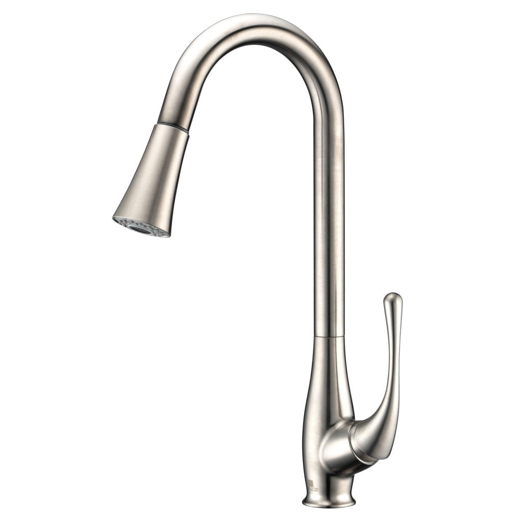 ANZZI Singer Series Single Handle Brushed Nickel Kitchen Faucet With Euro-Grip Pull Down Sprayer