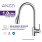 ANZZI Sire Series Single Hole Brushed Nickel Kitchen Faucet With Euro-Grip Pull Down Sprayer