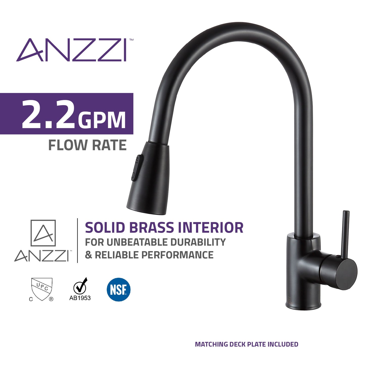 ANZZI Sire Series Single Hole Oil Rubbed Bronze Kitchen Faucet With Euro-Grip Pull Down Sprayer