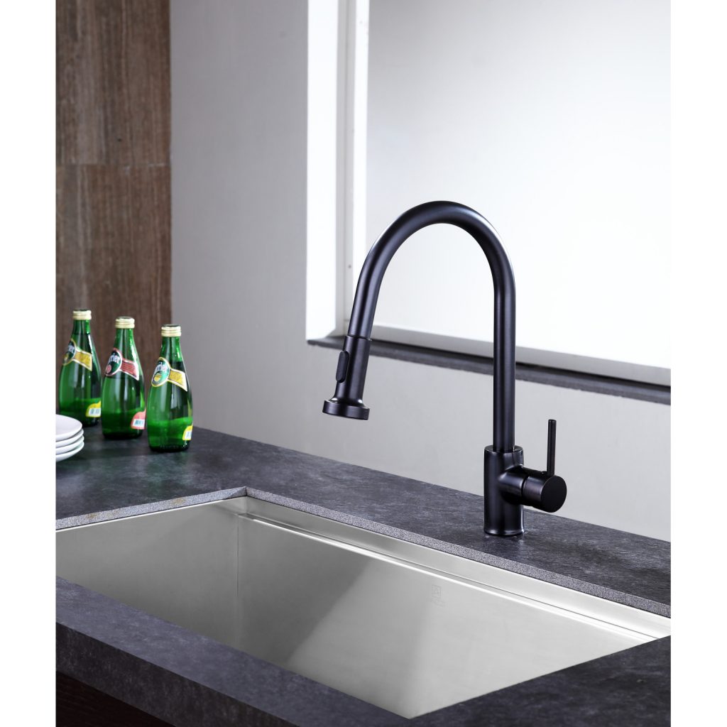 ANZZI Somba Series Single Hole Oil Rubbed Bronze Kitchen Faucet With Euro-Grip Pull Down Sprayer