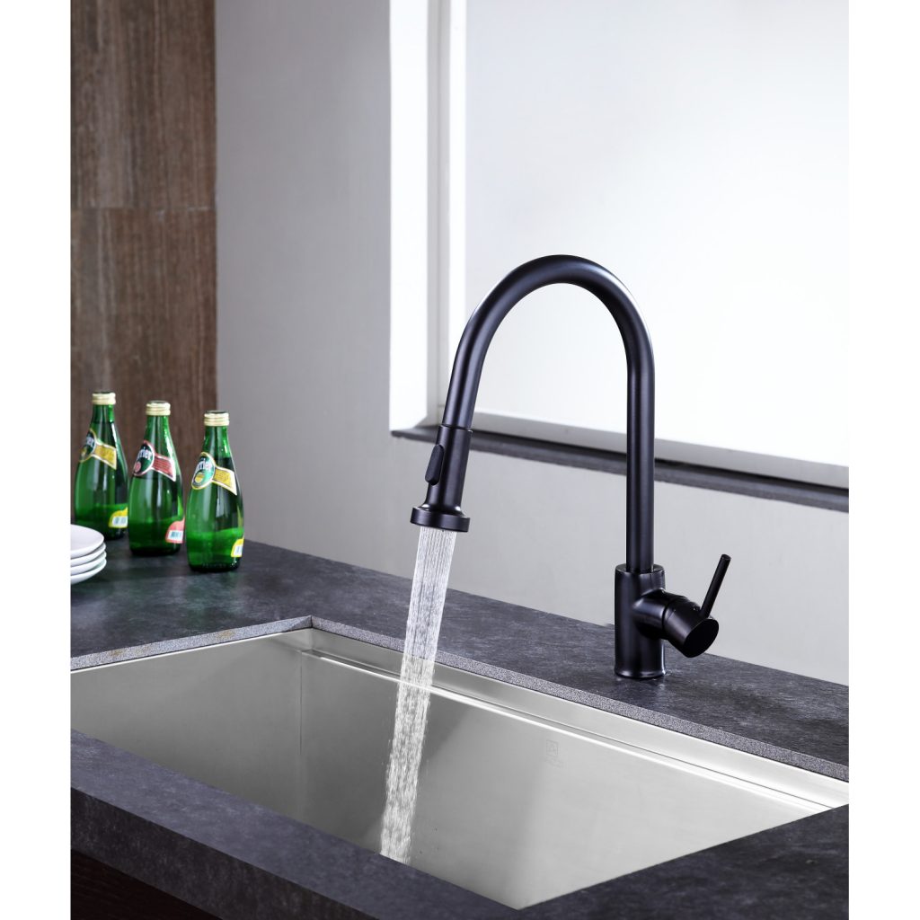 ANZZI Somba Series Single Hole Oil Rubbed Bronze Kitchen Faucet With Euro-Grip Pull Down Sprayer