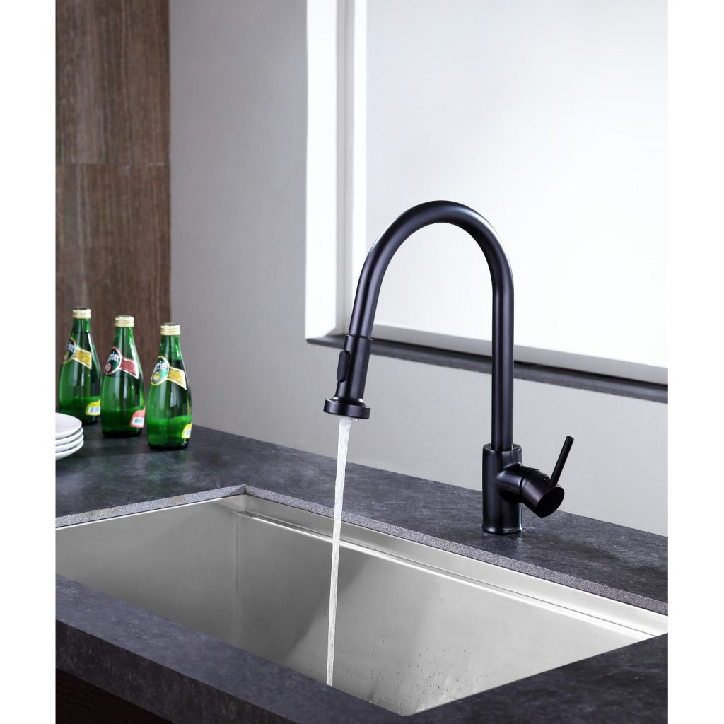 ANZZI Somba Series Single Hole Oil Rubbed Bronze Kitchen Faucet With Euro-Grip Pull Down Sprayer